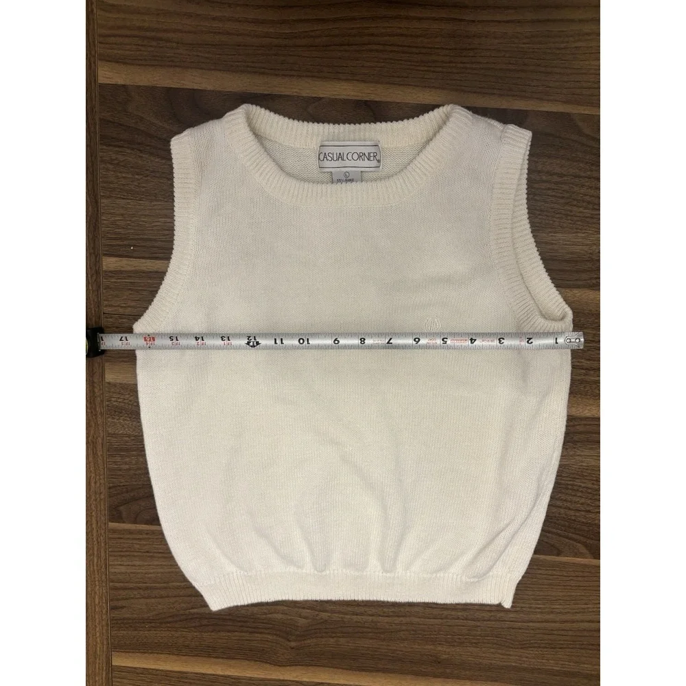 Casual Corner Cream Sweater Vest 80s 90s Cotton Ramie Women's